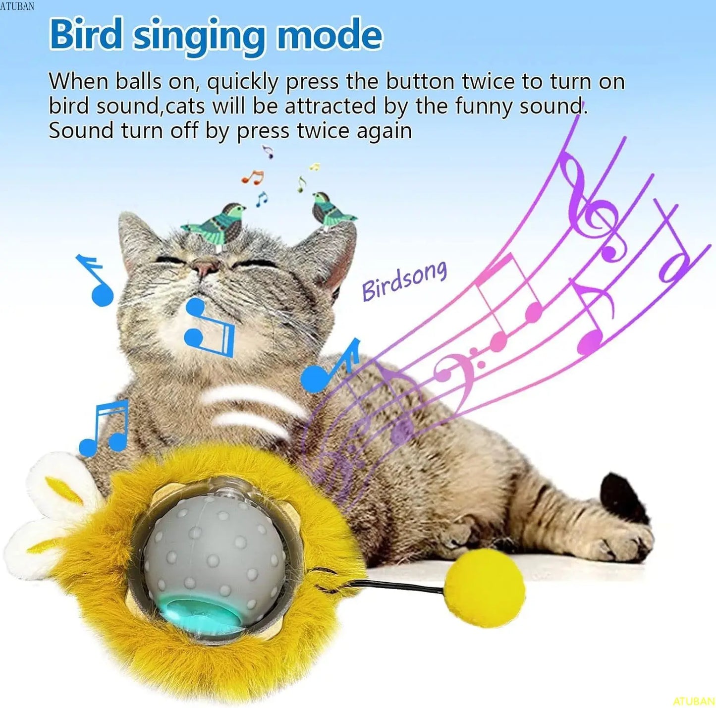 Interactive Motion Cat Toy - Automatic Self-Rotating Ball with Lights