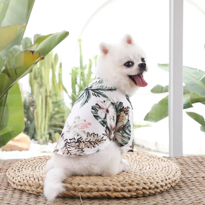 Hawaiian Beach Dog T-Shirt - Breathable Summer Clothes for Small Dogs & Cats