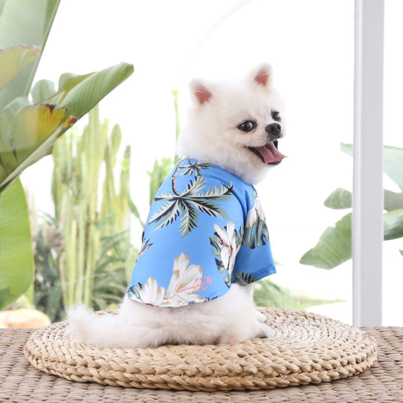 Hawaiian Beach Dog T-Shirt - Breathable Summer Clothes for Small Dogs & Cats